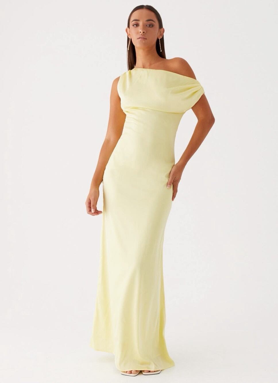 Peppermayo Women's Heart Of Glass Satin Maxi Dress Yellow Size US 2